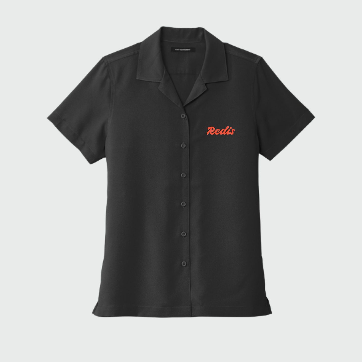 Women's short sleeve button down (black)