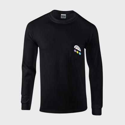 Long sleeve robot pocket tee (black)