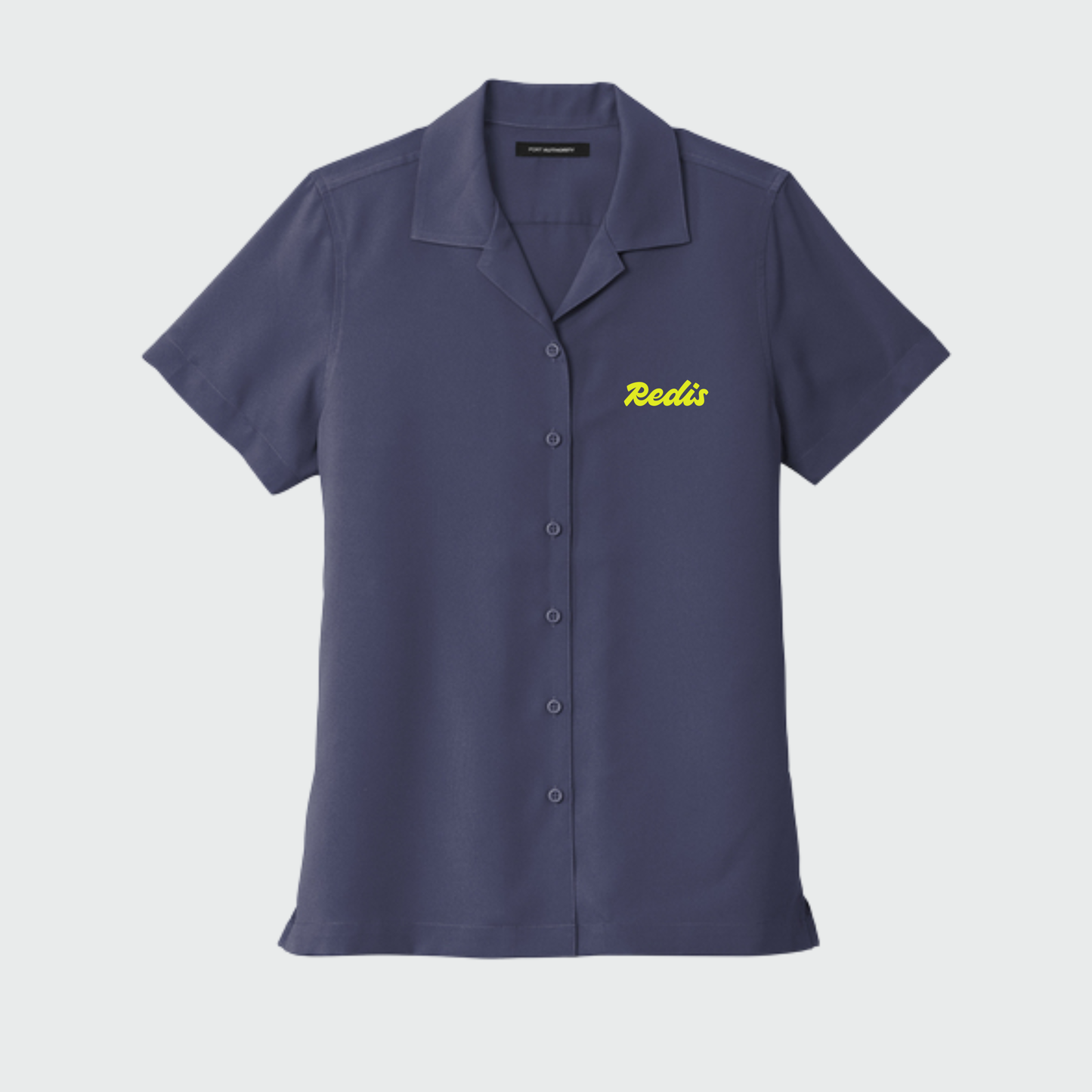 Women's short sleeve button down (navy)