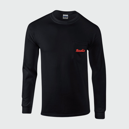 Long sleeve robot pocket tee (black)