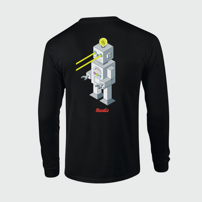 Long sleeve robot pocket tee (black)
