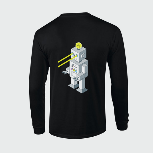 Long sleeve robot pocket tee (black)